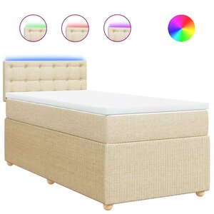 vidaXL Sommier à lattes de lit avec matelas Crème 90x200 cm Tissu