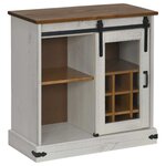 vidaXL Buffet HALDEN porte coulissante blanc 80x40x80 cm bois massif
