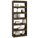 vidaXL Bibliothèque/Séparateur de pièce Chêne fumé Bois d'ingénierie