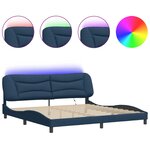 vidaXL Cadre de lit avec LED sans matelas bleu 200x200 cm tissu