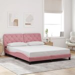 vidaXL Cadre de lit avec LED sans matelas rose 160x200 cm velours