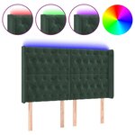 vidaXL Tête de lit à LED Vert foncé 163x16x118/128 cm Velours