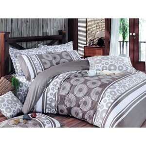 Parure de lit - housse de couette 220 x 240 + 2 taies d'oreiller 60 x 60 coton renforcé - Brun