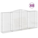 vidaXL Paniers à gabions arqués 8 Pièces 400x50x180/200 cm Fer galvanisé