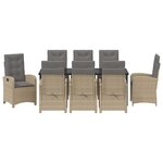 vidaXL Ensemble de salle à manger pour jardin 9 Pièces Beige polyrotin