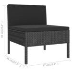 Salon de jardin meuble d'extérieur ensemble de mobilier 9 pièces avec coussins résine tressée noir 02_0018163
