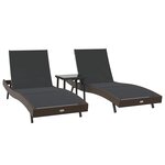 vidaXL Transat 3 pc polyrotin Marron