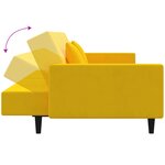 vidaXL Canapé-lit à 2 places avec deux oreillers Jaune Velours