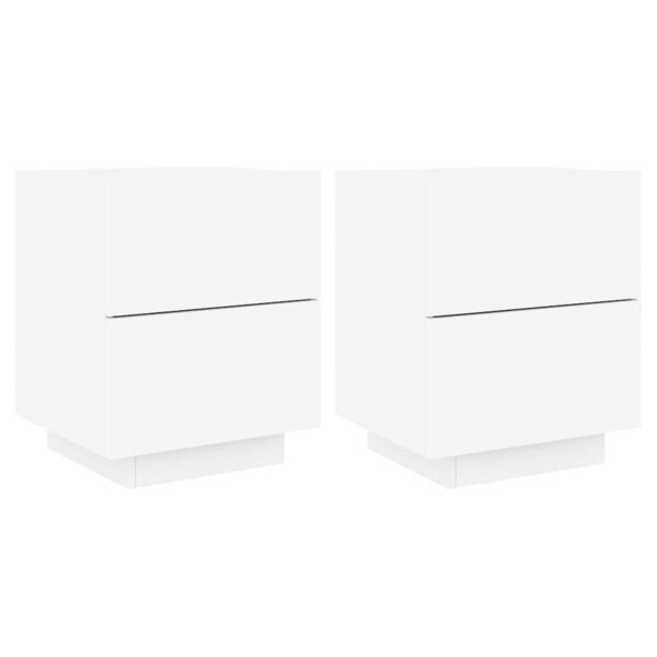 vidaXL Armoires de chevet et lumières LED 2Pièces blanc bois d'ingénierie