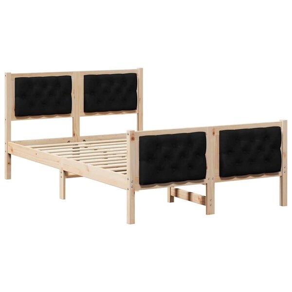 vidaXL Cadre de lit avec tête de lit Noir 135 x 190 cm Pin massif