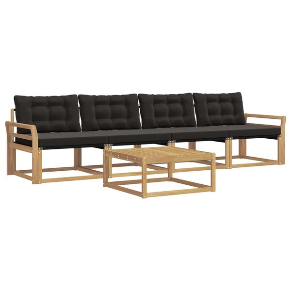 vidaXL Ensemble de canapés d'extérieur 5 pc Blanc et noir