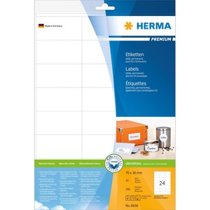 Lot de 240 etiquettes premium 70x36 mm sur 10 feuilles a4 blanc herma