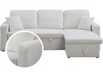 Canapé d'angle convertible/reversible avec coffre "Alain" - 3 places - Bouclettes - Blanc