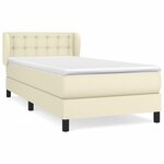 vidaXL Lit à sommier tapissier avec matelas Crème 100x200cm Similicuir
