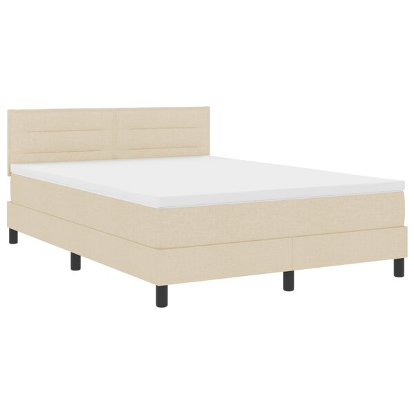 vidaXL Lit Box Spring avec Matelas et LED Crème 160x200 cm Tissu