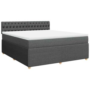 vidaXL Sommier à lattes de lit avec matelas Gris foncé 180x200cm Tissu