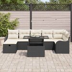 vidaXL Ensemble de canapé de jardin avec coussin 8 Pièces Noir Poly rotin