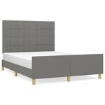 vidaXL Cadre de lit avec tête de lit Gris foncé 140x190 cm Tissu