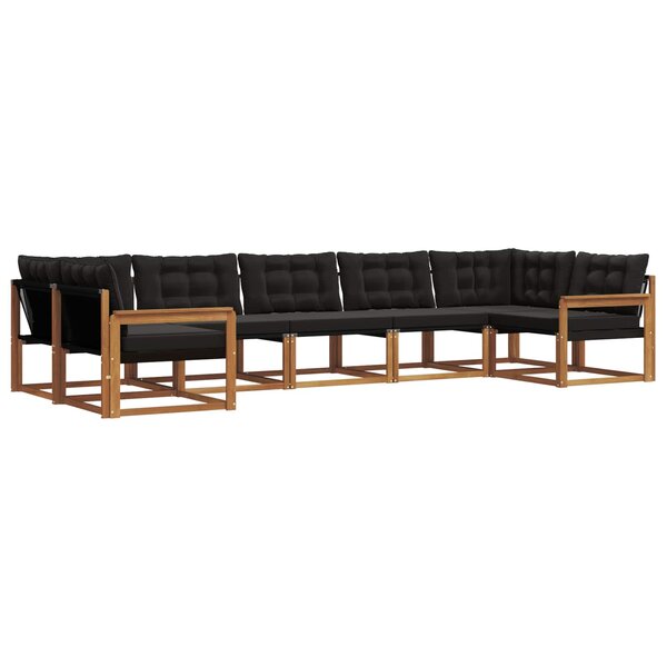 vidaXL Ensemble de canapés d'extérieur 7 pc Naturel et Noir