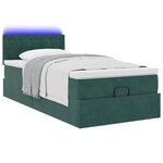 vidaXL Cadre de lit ottoman avec matelas vert foncé 100x200 cm velours
