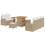 vidaXL Ensemble de canapé de jardin 8 Pièces Beige polyrotin