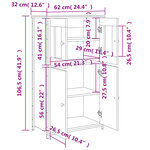vidaXL Buffet haut sonoma gris 62x32x106 5 cm bois d'ingénierie