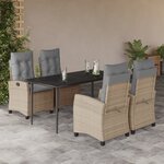 vidaXL Ensemble à manger de jardin coussins 5 Pièces mélange beige rotin