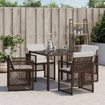 vidaXL Chaises de jardin avec coussins lot de 4 marron résine tressée
