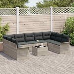vidaXL Ensemble de canapé de jardin 10 Pièces Gris clair polyrotin