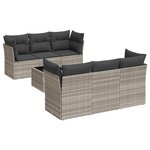 vidaXL Salon de jardin avec coussins 7 Pièces gris clair résine tressée