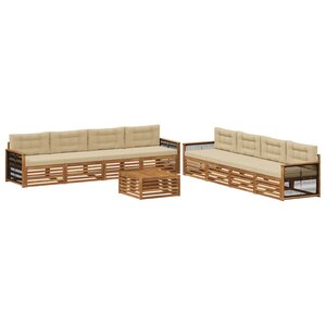 vidaXL Ensemble de canapés d'extérieur 9 pc Naturel et Beige