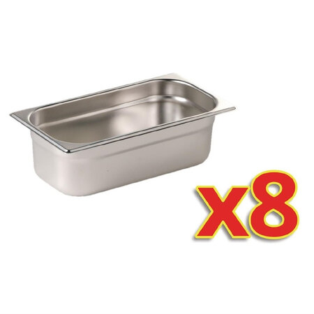 Bac inox gn 1/3 - vogue - lot de 8 -  - inox