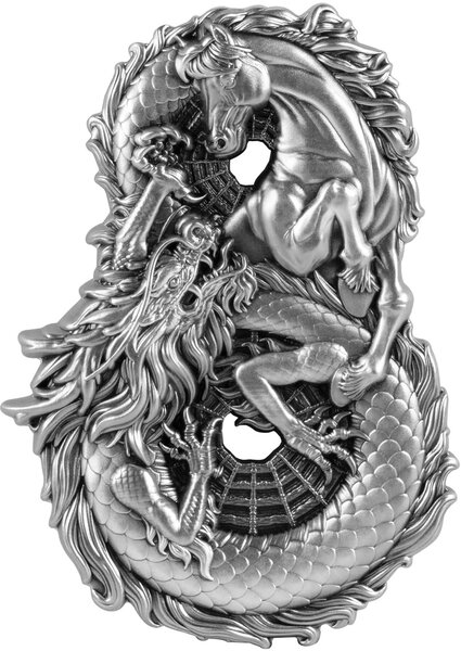 Monnaie DRAGON AND HORSE Figure Eight 3 Oz Argent 5 Tala Samoa 2026