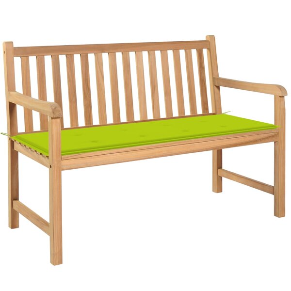 vidaXL Banc de jardin avec coussin vert vif 120 cm Bois de teck massif