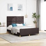 vidaXL Cadre de lit avec tête de lit Marron foncé 160 x 200 cm tissu