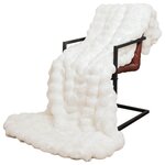 vidaXL Couverture en Fourrure de Lapin Synthétique Olite 4 Pièces Blanc