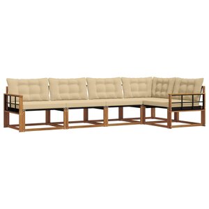 vidaXL Ensemble de canapés d'extérieur 5 Pièces Naturel et Beige