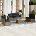 vidaXL Salon de jardin 8 Pièces avec coussins gris résine tressée