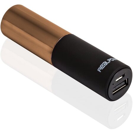 Batterie Externe Chargeur 1 Sortie USB Rouge à lèvres gold 2500 mHa REALPOWER