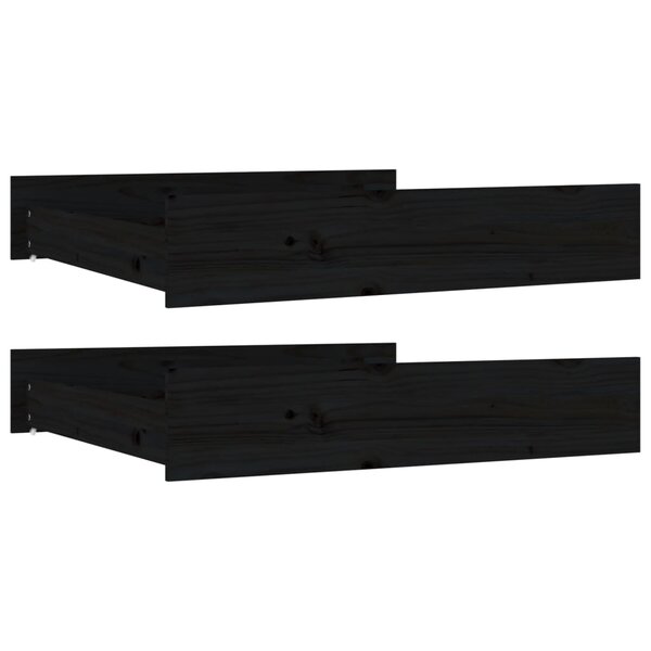 vidaXL Tiroirs de lit 2 Pièces Noir Bois de pin massif