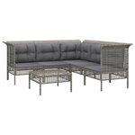 Salon de jardin meuble d'extérieur ensemble de mobilier 6 pièces avec coussins gris résine tressée 02_0016800