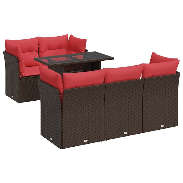 vidaXL Salon de jardin avec coussins 6Pièces marron résine tressée acacia