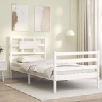 vidaXL Cadre de lit sans matelas blanc bois massif