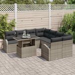 vidaXL Ensemble de canapé de jardin avec stockage 9 Pièces Gris polyrotin