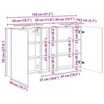 vidaXL Ensemble de Meubles de Salle de Bain 3 Pièces 130 x 14 5 x 70 cm