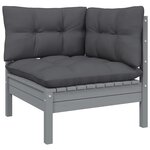 vidaXL Salon de jardin 13 Pièces avec coussins Gris Bois de pin solide