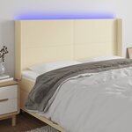 vidaXL Tête de lit à LED Crème 203x16x118/128 cm Similicuir