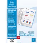 Sachet de 10 pochettes perforées PP haute qualité - 24x32cm vertical - Cristal EXACOMPTA