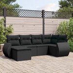 vidaXL Salon de jardin 6 Pièces avec coussins noir résine tressée