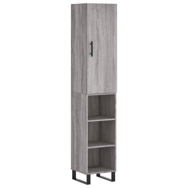 vidaXL Buffet haut Sonoma gris 34 5x34x180 cm Bois d'ingénierie